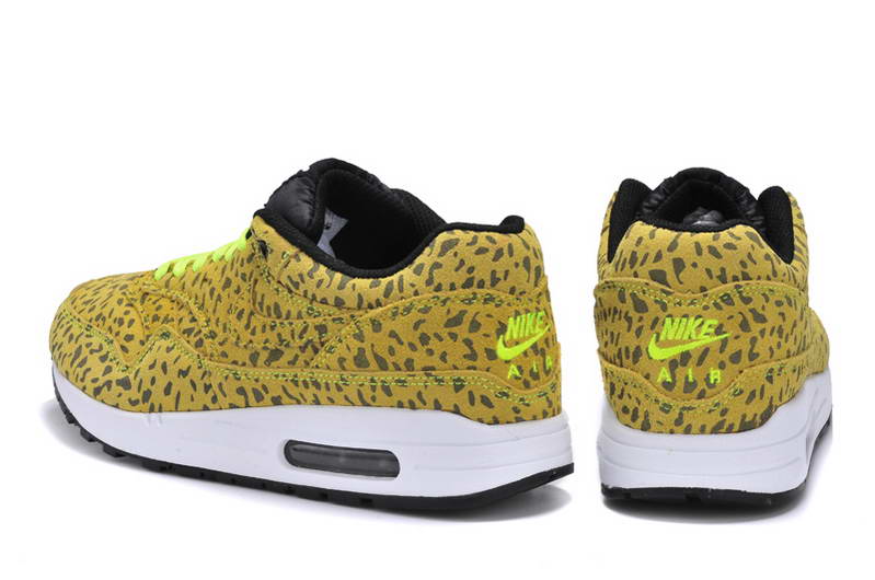 Nike Air Max 1 87 fourrure Chaussures Hommes Jaune Leopard (3)
